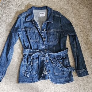 Old Navy Women's Blue Denim Belted Jacket Small